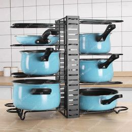 Kitchen Storage Pots And Pans Organizer Rack Heavy Duty Metal Lids Holder For