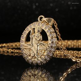 Pendant Necklaces Diyalo Jesus Christ Cross The River Necklace Zircon Gold Colour Copper Chain For Women Men Religious Jewellery