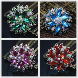 Brooches Rose Gold-color Flower 8 Colours Pins High Quality Rhinestone Crystal Unique Clothes JewelryJewelry Women Accessories Q