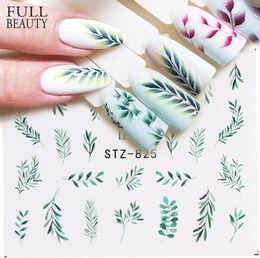 25pcslot Water Nail Decal and Sticker Flower Leaf Tree Green Simple Summer Slider for Manicure Nail Art Watermark Tips CHSTZ82487037513