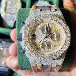 high quality moissanite KVF5 2023Iced out diamond watch for men Hip-hop moissanite jewelry Luxury date watch handmade mec