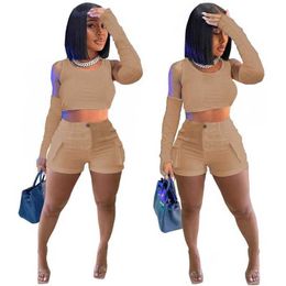 2023 summer new fashion casual Women clothing tracksuits Pure Color vest Sleeve Overalls Three-dimensional Pocket Sports leisure shorts Three-piece Suits