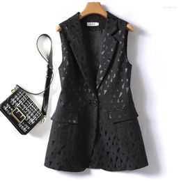 Women's Suits Black Suit Waistcoat Women's Slim Jacket Spring And Autumn 2023 Fashion Sleeveless One Button Blazer Vest Ladies Outerwear