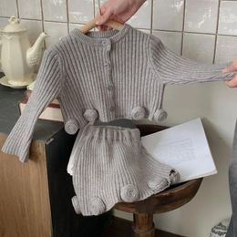 Clothing Sets Children's 2023 Autumn Girls' 3D Rose Set Girl Baby Vintage Solid Color Sweater Knitted Half Skirt Two Piece