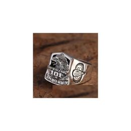 Band Rings 925 Sterling Sier Fashion Jewellery Punk Rock Vintage Eagle Letter Ring Gift Drop Delivery Jewellery Ring Dhbti