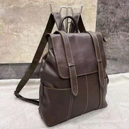 School Bags Natural Real Genuine Leather Women Backpack Crazy Horse Cow Strap Laptop Daily Top Quality Handcraft Bag