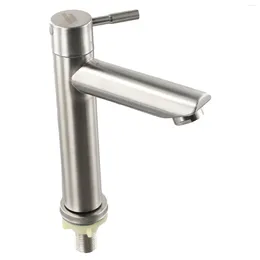 Bathroom Sink Faucets 304 Stainless Steel Silver Single Cold Faucet Corrosion Rust Prevention Counter Basin Filter Impurities