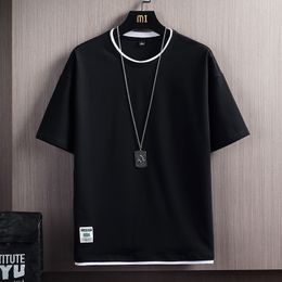 Men's T-Shirts Summer Mens Casual Male Solid Color Short Sleeve T Shirts Men Loose Tops Tees Harajuku Sportswear Tracksuit Clothes 230404