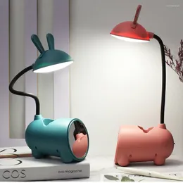 Table Lamps Desktop Pencil Desk Lamp Eye Protection Night Light Kids Studying Bedroom With Phone Holder