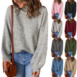 Europeisk och amerikansk stil Autumn/Winter New High Neck Loose Solid Color Pullover Tröja för kvinnor grossist AST6882281
