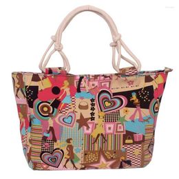 Evening Bags City Girls Women Printing Canvas Handbag One Shoulder Large Capacity Beach Tote Bag For Ladies Special Strap Designer 2023