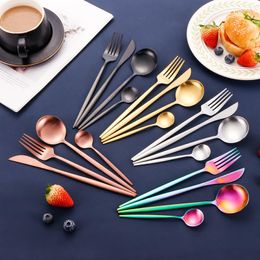 Dinnerware Sets Stainless Steel Tableware Portuguese Spoon Fork Set Sanding Round Coffee Western Steak Knife And