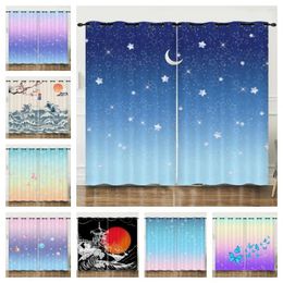 Curtain 2023 Gradient Landscape Blackout Curtains High Quality Modern Printing Bedroom Living Room Sunshade 2Pcs/set