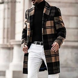 Men's Trench Coats Men's Coat Sports Outdoor Daily Wear Warm Breathable Pocket Fleece Fall Winter Plaid Fashion Business Turndown Windbreaker T231104