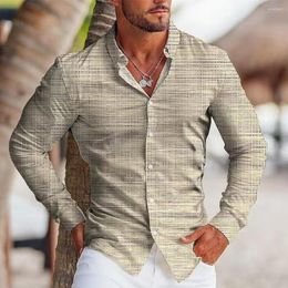 Men's Casual Shirts For Men Button Down Muscle Fashion Digital Printed Vintage Long Sleeve Party T Dress Up Clothing Streetwear