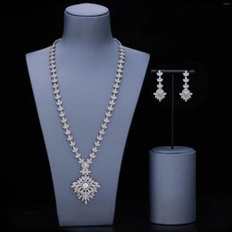 Necklace Earrings Set Fashion Dubai African Bridal Jewellery For Wedding Cubic Zirconia Long Chain Earring Ring 2pcs