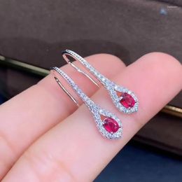 Stud Earrings Gift Real Natural Ruby Earring And 925 Sterling Silver Fashion