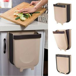 Hanging Baskets Foldable Trash Can Kitchen Cabinet Door Hang Bin Wall Mounted For Bathroom Toilet Waste Storage