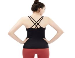 Cross Back Yoga Sport Vest Women Sleeveless Shirts Slim Fit Workout Tank Tops Super Soft Yoga Top Sports Shirt with Padded Bra4769191