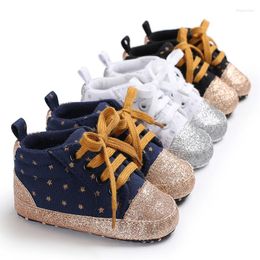 First Walkers Spring And Autumn 0-1 Years Old Boys Girls Baby Shiny Stars Canvas Casual Shoes Soft Bottom Toddler