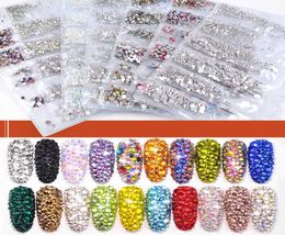 Mix Sized Crystal Glass Nail Art Rhinestones SS3SS10 Mixed Colourful Charms Nails Stones7045640