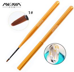 Gold Wooden Handle Nail Art Brush Acrylic Liquid Powder Painting Flower Petal Carving Drawing Pen Manicure Tools13598094