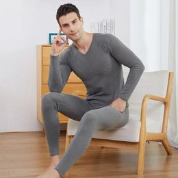 Men's Thermal Underwear Winter Termal Sets Tick Lon Jons Mens Warm V Neck Termo Double Layer Clotes