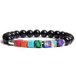 Charm Bracelets Black Onyx Bracelets Men Natural 8mm Chakra Stone Beads Bracelet For Women Reiki Prayer Health Balance Femme Bracelet Jewellery AA230403