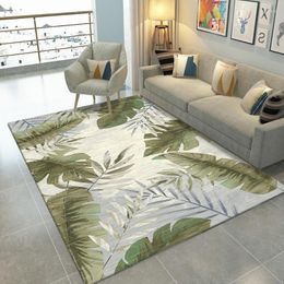 Carpets Modern Abstract Carpet Livingroom Simple Leaf Pattern Sofa Coffee Table Pad Area Rug Cute Bedroom Bedside Blanket Cloakroom Mat