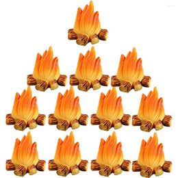 Garden Decorations 12 Pcs Fire Ornaments Camping Party Favours Fake Campfire Decoration Mini Houses Resin Model Micro Flower Pots