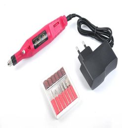 Pink Pen Shape Electric Pedicure Nail Drill Machine Art Salon Manicure File Polish Tool6 File Bit Acrylic Portable Manicure Pedic1340060