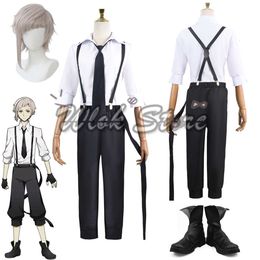 Cosplay Anime Bungou Stray Dogs Cosplay Nakima Atsushi Costume Detective Clothes Shirt Pants Suit Halloween Carnival Roleplay Wig Shoe