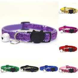 Dog Collars Cat Head Sequin Collar With Bell Cartoon Adjustable Pet Reflective Neck Strap Fashion Kitten Necklace Accessories