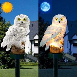 Lawn Lamps Solar Powered LED Owl Garden Lights Outdoor Solar Light Owl Animal Pixie Lawn Lamps Ornament Waterproof Lamp Unique Solar Lights P230406