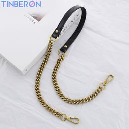 Bag Parts Accessories TINBERON Chains Strap Handbag Handles Shoulder s Luxury Design Vintage Gold Chain Replacement Leather s s 230404