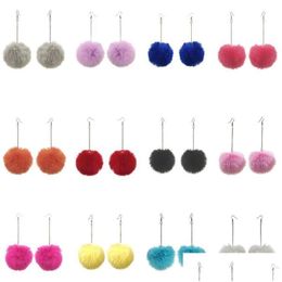 Dangle & Chandelier 2021 Winter Women Accessories Fashion Lovely Pom Fur Ball Long Pendant Dangle Earring Jewellery Christmas Gift Drop Dhlxf