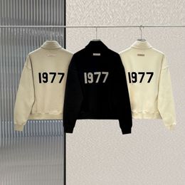 Designer 1977 High Quality Fashion High Neck Flocking Logo Fleece Coat Oversized Unisex Hip Hop Loose Zip Sweatshirt Jackets