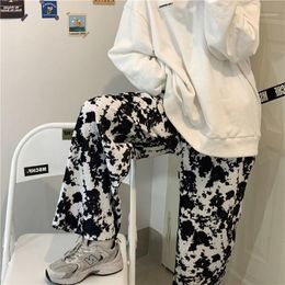 Women's Pants Korean Style Tie Dye Women Vintage White Sweat Baggy Harajuku Oversized Casual Trousers Wide Leg & Capris