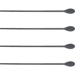 Spoons 2 Pairs Cocktail Silicone Integrated Chopsticks Spoon Travel Dessert Coffee Mixing Silica Gel