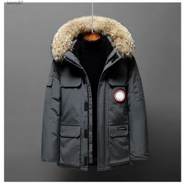 Men's Down Parkas Jacket Women's and Medium Length Winter Canadian Style Overcame Lovers' Working Clothes Thick Goose Men Luxurious