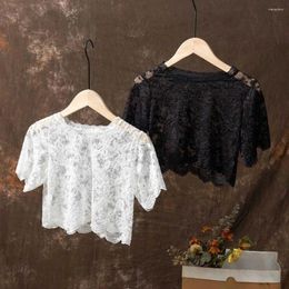 Women's Blouses Women False Collar Lace Visible Flower Edge Summer Bottoming Shirt Round Neck Garment