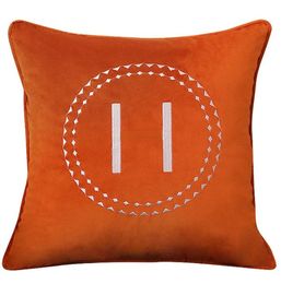 Quality Luxury Sofa Pillow Cases Living Room Homestay Hotel Bedside Cushion Orange Horse Embroidery Backrest Throw Pillowcase without Core