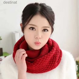 Scarves Solid Color Knitted Snood For Women Winter Thick Warm Neck Scarf Female Fashion Infinity Scarves Cowl Collar BufandasL231104