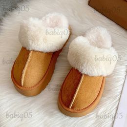 Slippers Litfun Fur Snow Boot Women Mini Winter Short Furry Cotton Waterproof Natural Wool Boots Lined Ankle Warm Flat Shoes T231106