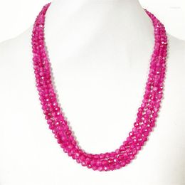 Chains 4MM Brazil Clear Red Ruby Necklace Faceted Natural Stone Beads Women Luxury Varnish Gemstone