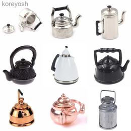 Kitchens Play Food Dollhouse Miniature Accessories Simulation Retro Kettle Pot Open Lid Model Toys For Doll House DecorationL231104
