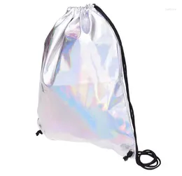 Backpack 2023 Fedex 20 Pieces Holographic Leather Drawstring Bag Small Sackpack Laser Hologram Travel For Teenagers