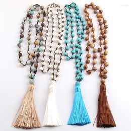 Pendant Necklaces Fashion Knotted Beaded Stone Halsband Bohemian Jewellery Long Tassel