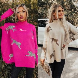 Women's Sweaters MosiMolly 2023 Sweater Jumper Pullovers Knitting Leo Jacquard Knit Tops Long Sleeve Mujer