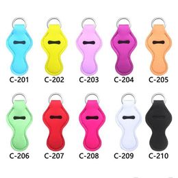 Party Favor Candy Color Neoprene Lipstick Holder Keychain Pendant Outdoor Travel Portable Chapstick Er Key Chain Sleeve Drop Deliver Dhfgf
